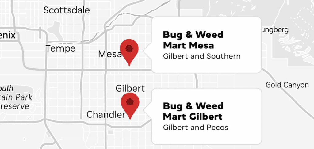 Map of Bug and Weed Mart Locations